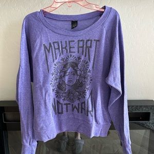Obey purple sweater. MAKE ART NOT WAR! Size small.